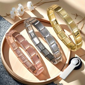 Resim 4 adet yeni moda elastik bilezik Paslanmaz Çelik elastik birleştirme bilezik DIY charm aksesuarları bilezik moda takı hediyeleri [aile seti] 