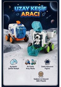 Resim Vardem Astronot Figürlü Çek Bırak Uzay Keşif Aracı Oyuncak Açılabilir Kapılı Uzay Mekiği Yeşil Çok Renkli 