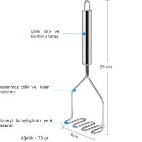 Resim Saint Belisama Paslanmaz Çelik Patates Ezici, Pratik Patates Ezici Püre Yapıcı , Mama Yapıcı Aparat 