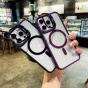 Resim İPhone 16, 16 Pro, 16 Pro Max, 15, 15 Pro, 15 Pro Max, 14, 14 Pro, 14 Pro Max, 13, 13 Pro, 13 Pro Max, 12, 12 Pro, 12 Pro Max için Lüks Manyetik Darbe Emici Telefon Kılıfı ve Lens Koruma Arka Kapak 