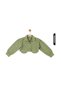 Resim Nk Kids Xo Kids Düğmeli Polo Yakalı Sahte Çift Cepli Düz Renk Kız Çocuk Ceket 8-14 Yaş 36704 Yeşil 