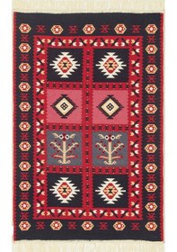 Resim Red Yıkanabilir Çift Taraflı Modern Desenli Dokuma Kilim 