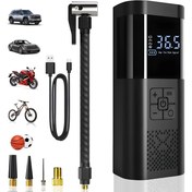 Resim Taşınabilir Hava Kompresörü - 3X Daha Hızlı 150 PSI Akıllı Lastik Pompası ile Basınç Ölçer ve LED Işık - Arabalar, Motosikletler, Bisikletler, Toplar ve Daha Fazlası için Kablosuz Tasarım - USB Type-C Şarj, Hızlı Bağlantı, Şarj Edilebilir Lityum Pil, Araba Lastiği Şişirici | Dijital Ekran | Ergonomik Tasarım 