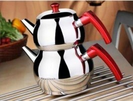 Resim Mini 2lt Küçük Boy Küre Çelik Çaydanlık Seti Ahşap - Şeffaf 