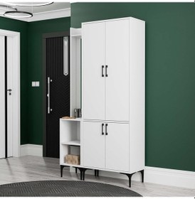 Resim Set 5040-5030 Royal Sol Aynalı 4 Kapaklı 5 Askılı 2 Raflı Portman 