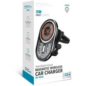 Resim ACL AW9 Transparan Tasarım Uyumlu Izgara Tipi, 15 Watt Magsafe Araç İçi Wireless Şarj Aleti 