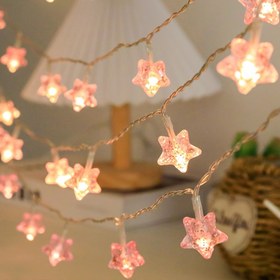 Resim LED Yıldız Peri Işıkları | Pembe Parlayan Yıldızlar | Yatak Odası, Partiler, Düğünler, Ramazan ve Sevgililer Günü için Çok Amaçlı Dekoratif Aydınlatma | Modern Tarz | Fiş Gerekmez, Düğün Aydınlatması | Taşınabilir LED Işıklar, Cadı Parti Süslemeleri, Noel Süslemeleri 