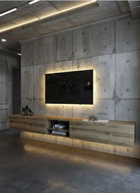 Resim Resital Ledli Duvara Monte Tv Sehpası - Ceviz - W6009-2 Ceviz 