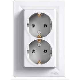 Resim Schneider EPH9900121 Asfora Topraklı 2'li Priz Beyaz 