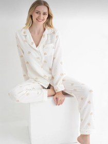 Resim Dofi Kadın Desenli S-XL Pijama Takımı - Ekru - Ekru / LARGE 