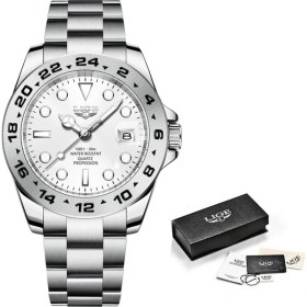 Resim Hanyang Beyaz Lıge Moda Izle Erkekler Için Paslanmaz Çelik Iş Erkek Saatler 3bar Su Geçirmez Aydınlık Kuvars Izle Lüks Takvim Kol Saati (Yurt Dışından) 