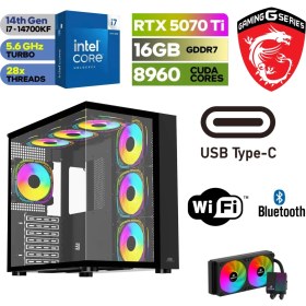 Resim Msı Pc Ddr5 -Rtx 5070Tİ 16GB – Intel I7 14700KF – 32GB -64GB Ddr5 Ram – 1 Tb M.2 SSD - Sıvı Sogutmalı-Windows 11 Pro Masaüstü Bilgisayar 