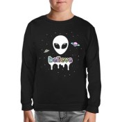 Resim Lordd T-Shirt Alien - Believe In Planets Siyah Çocuk Sweatshirt 