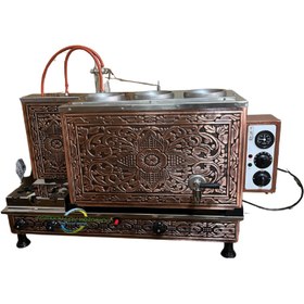 Resim OSMANLI 3 Demlikli Tam Otomatik Bakır Çay Kazanı Şamandıralı Izolasyonlu Çay Semaveri (LPG ELK) 