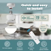 Resim Uzaktan Kumandalı Akıllı Tavan Fanı Lambası, LED Aydınlatma, 3 Hız Ayarlı Sessiz Hava Akışı & 3 Renk Sıcaklığı (3000K-6500K), E26/E27 Ampul Bağlantısı, Kurulumu Alet Gerektirmez + Zamanlayıcı Özellikli, Yatak Odaları, Oturma Odaları ve Garajlar İçin Uygun 
