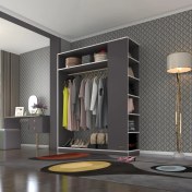 Resim Kenzlife giysi dolabı bayram 180*150*40 gri gardırop 