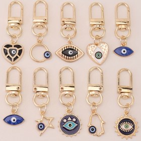 Resim 10 adet Nazar Boncuğu Anahtarlık Amulet Moda Sevimli Anahtarlık Cüzdan Sırt Çantası Araba Anahtar Şans Kulağı Kılıf Aksesuar Kadın Hediye 