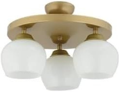 Resim Lambadar Modern Beyaz Camlı Model Üçlü Yuvarlak Plafonyer Avize Salon Mutfak Yatak Odası Hol Gold3Yuv Tek Ebat 30 X 30 3551-3Goldyuv-110A1 