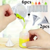 Resim 8 adet Hassas Uçlu Aplikatör Şişeleri, 0.34oz, Dayanıklı Plastik - 6 Rastgele Renkler, DIY El Sanatları, Boyama, Mürekkep, Akrilik Sanatı için 2 Mini Huni içerir 