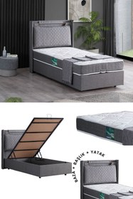 Resim Setay Zagreb Tek Kişilik Baza Başlık Comfort Yatak Seti, Gri 