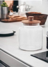 Resim The Mia Madera Kapaklı Saklama Kavanozu 19x15x15 Cm Cam0385 