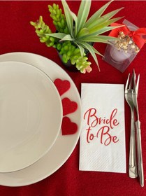 Resim Kırmızı Yaldızlı Beyaz Bride To Be Peçete 16 Lı 