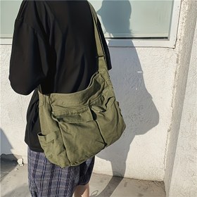 Resim Vintage Messenger Çanta, Günlük Seyahat Çantası, Çok Cepli Omuz Çantası 