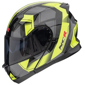 Resim Ncr Icon Siyah Vizörlü Çene Açılır Kask Sarı 