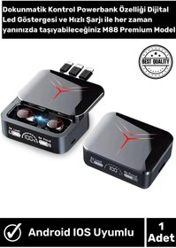 Resim Bluetooth Kulaklık Powerbankli Kulakiçi Dokunmatik Kablosuz Kulaklık M88 Plus 