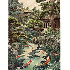 Resim Yetişkin 5D Elmas Boyama Kiti - Japon Bahçesi Havuzu Peyzajı, Yuvarlak Elmas DIY El Sanatları, Mozaik Sanat Duvar Dekoru, Yatak Odası, Oturma Odası için Ev Dekorasyonu Hediyesi - Çerçevesiz, 30.0x40.01 cm, Çerçevesiz Sanat Eseri | Sakin Peyzaj Sanatı | Detaylı El Sanatçılığı, Japon Bahçe Dekoru 