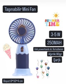 Resim AXWER Taşınabilir Fan Soğutucu Mini Vantilatör Klima Güçlü Serinletici Şarjlı Masa Üstü Sessiz Standlı 
