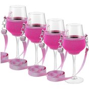 Resim 8 Parça Boyun Şaraplık - Gül Kırmızısı Kolyeli Noel, Doğum Günü, Düğün Ve Parti İçin 