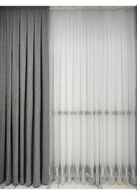 Resim Bohem Kumaş Koyu Gri Fon Perde 1/2,5 Orta Pile Koyu Gri 