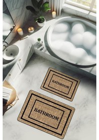 Resim Yıkanabilir Kaymaz Tabanlı Modern Desenli 2'li Banyo Paspas Takımı Bps0039 Renkli 