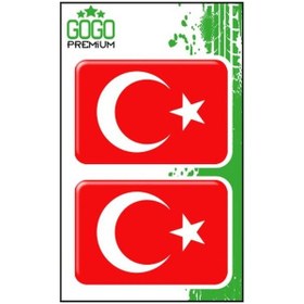 Resim TÜRK BAYRAĞI 3 (4X6CM) İKİLİ DAMLA ETİKET (DE003) 