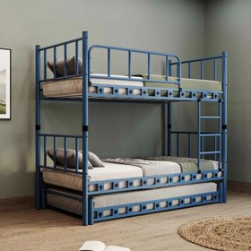 Resim Reyo Zambak Yavrulu Genç Çocuk Odası Metal Lacivert Ranza 90x200 