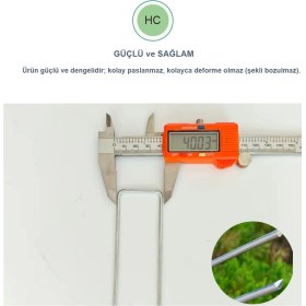 Resim Mix And Match U Çadır Kazığı, Sera ve Bitki Örtüsü Sabitleme Kazığı | 25 Adet * 15 cm Yükseklikte U Şekilli Galvanizli Paslanmaz Metal Kazık, 3,7 mm Kalınlık, Paslanmaz Bahçe Çivisi 
