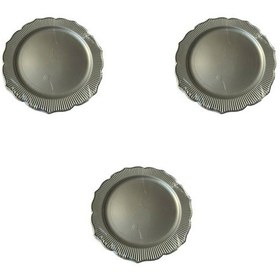 Resim Davet Doğum Günü Parti Sert Plastik Yuvarlak Mika Tabak - 18 Cm. - Gri - 6'lı 3 Paket Gri 