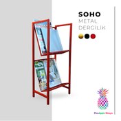 Resim Soho Kırmızı Dergilik Metal Dergilik Magazinlik Retro Dergilik Dergi Rafı 