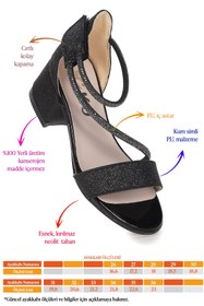 Resim Kiko Kids Pisar Kum Simli Günlük Kız Çocuk 4 Cm Topuklu Sandalet Abiye Ayakkabı Siyah 