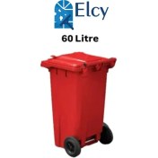 Resim Elcy 60 Lt Plastik Çöp Konteyneri Kırmızı -Isıya Karşı Dayanıklı 