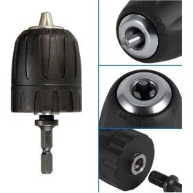 Resim Depolife Altıgen Şaft Elektrikli Darbeli Matkap Mandren Için 1/4 Altıgen Şaft Adaptörü, Vida 3/8" 24UNF 