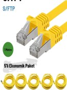 Resim IRENIS 5 Adet Cat7 Kablo S/ftp Ethernet Network Lan Ağ Kablosu 1 Metre-sarı 