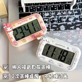 Resim Büyük Ekranlı Sevimli Pembe Alarm Saati için - Sevimli Anime Gece Saati Masa Dekoru, Yurtlar ve Yatak Odaları için Mükemmel, Çekici Hediye Fikri, Sevimli Alarm Saati, Yurt Odası Dekoru | Sevimli Anime Tasarımı | Plastik Masa Saati, Sevimli Karakter Aksesuarları için 