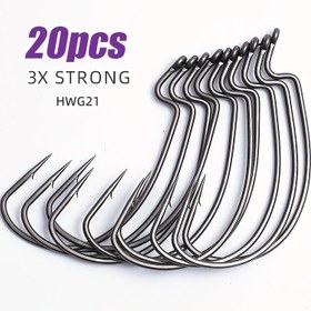Resim 20 adet TRESZ Karbon Çelik Offet Solucan saç tokası - Senko Rig ve Texas Rig için Geniş Karın Kancalar, Bass ve Levrek Balıkçılığı için İdeal, Balıkçılık Ekipmanı | Offet Solucan saç tokası | Dayanıklı Balıkçılık Kançaları, Balıkçılık Kançaları 