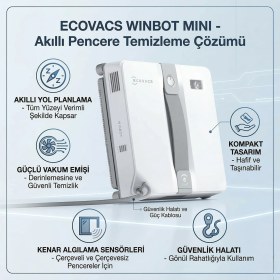 Resim Ecovacs Wınbot W2 Pro Omni Çerçevesiz Camlar Için Uygun, Bataryalı Taşınabilir Istasyonlu ve Islak Mop Destekli Profesyonel Otomatik Cam Silme Robotu - Beyaz 