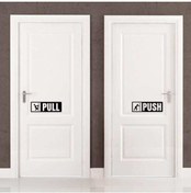 Resim cnpromosyon Pull-push Yazılı Dekoratif Kapı Sticker, Çıkartma Siyah 