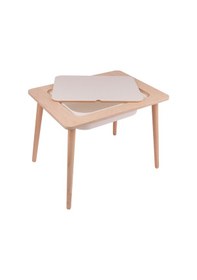 Resim Montessori Çocuk Ahşap Oyun Etkinlik Çalışma Masası, Saklama Alanlı Çok Renki 