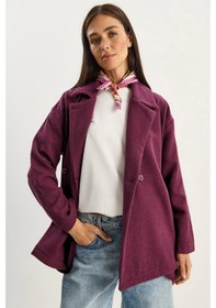 Resim Shade Kadın Kruvaze Yaka Cep Detaylı Kaşe Blazer Ceket 60283757 - Mor 
