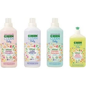 Resim U Green Clean Baby Çamaşır Yumuşatıcı 1 Lt+Leke Çıkarıcı 1 Lt+Çamaşır Deterjanı 1 Lt+Biberon Temizl 